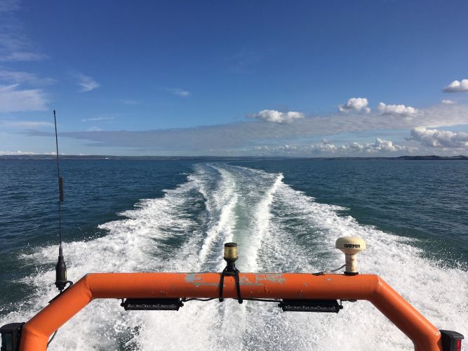 Safety Boat Out On The Water